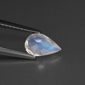 Pedra da lua arco-íris branco natural 0,70ct, formato de pêra, VS
