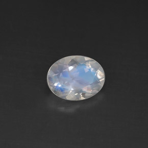 Pedra da lua arco-íris branco natural 0,92ct, corte oval, VS