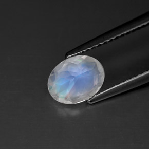 Pedra da lua arco-íris branco natural 0,92ct, corte oval, VS