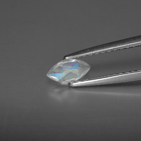 Pedra da lua arco-íris branco natural 0,24ct, transparente, transparente/translúcido