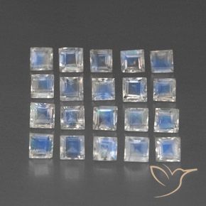 Pedras preciosas de Pedra da Lua Arco-Íris Branco azulado natural de 3.62 ct, Quadrado, Transparente/Translúcido