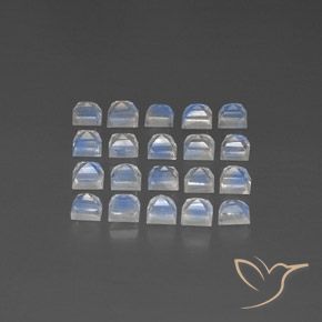Pedras preciosas de Pedra da Lua Arco-Íris Branco azulado natural de 3.62 ct, Quadrado, Transparente/Translúcido