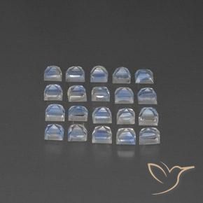Pedras preciosas de Pedra da Lua Arco-Íris Branco azulado natural de 3.27 ct, Quadrado, Transparente/Translúcido