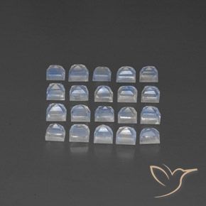 Pedras preciosas de Pedra da Lua Arco-Íris Branco azulado natural de 2.87 ct, Quadrado, Transparente/Translúcido