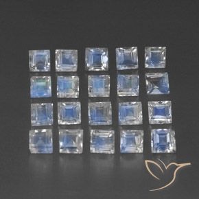 Pedras preciosas de Pedra da Lua Arco-Íris Branco azulado natural de 2.22 ct, Quadrado, Transparente/Translúcido