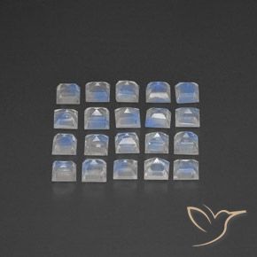 Pedras preciosas de Pedra da Lua Arco-Íris Branco azulado natural de 3.33 ct, Quadrado, Transparente/Translúcido