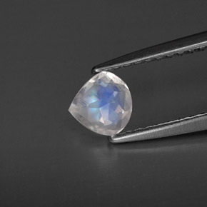 Pedra da lua arco-íris branco natural 0,31ct, transparente, transparente/translúcido