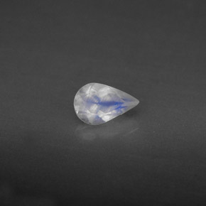 Pedra da lua arco-íris azul e branco natural 0,36ct, transparente, transparente/translúcido