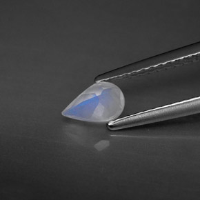 Pedra da lua arco-íris azul e branco natural 0,36ct, transparente, transparente/translúcido