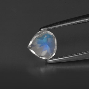 Pedra da lua arco-íris branco natural 0,40ct, transparente, transparente/translúcido
