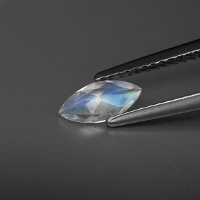 Pedra da lua arco-íris azul natural 0,30ct, transparente, transparente/translúcido