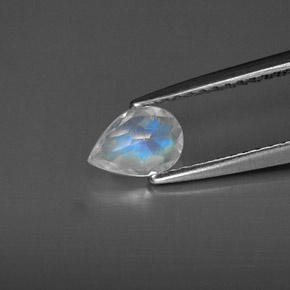 Pedra da lua arco-íris branco natural 0,42ct, transparente, transparente/translúcido