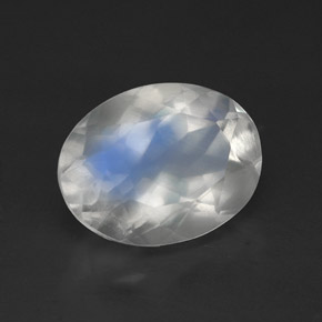 Pedra da lua arco-íris branco natural 1,69ct, transparente, transparente/translúcido