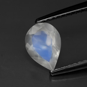 Pedra da lua arco-íris branco natural 0,95ct, transparente, transparente/translúcido