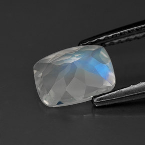 Pedra da lua arco-íris branco natural 1,06ct, transparente, transparente/translúcido