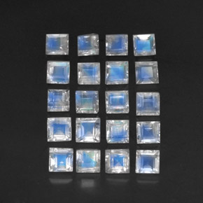 Pedras preciosas de pedra da lua arco-íris azul natural de 3,88 ct, transparente, transparente/translúcido