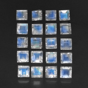 Pedras preciosas de pedra da lua arco-íris azul natural de 3,88 ct, transparente, transparente/translúcido