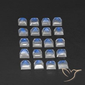 Pedras preciosas de Pedra da Lua Arco-Íris Branco azulado natural de 3.64 ct, Quadrado, Transparente/Translúcido