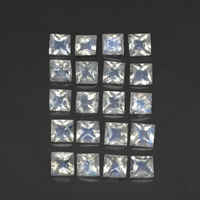 Pedras preciosas de pedra da lua arco-íris branco natural de 2,47 ct, quadrado, transparente