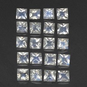 Pedras preciosas de pedra da lua arco-íris branco natural de 2,47 ct, quadrado, transparente