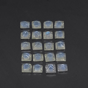 Pedras preciosas de pedra da lua arco-íris branco natural de 2,47 ct, quadrado, transparente