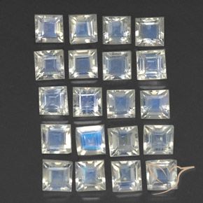 Pedras preciosas de Pedra da Lua Arco-Íris Branco azulado natural de 3.12 ct, Quadrado, Transparente