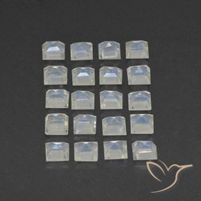 Pedras preciosas de Pedra da Lua Arco-Íris Branco azulado natural de 3.12 ct, Quadrado, Transparente