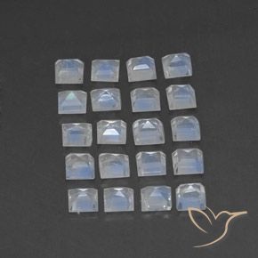 Pedras preciosas de Pedra da Lua Arco-Íris Branco azulado natural de 3.04 ct, Quadrado, Transparente