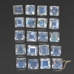 Pedras preciosas de Pedra da Lua Arco-Íris Branco azulado natural de 3.07 ct, Quadrado, Transparente