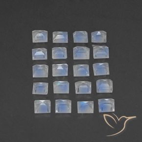 Pedras preciosas de pedra da lua arco-íris branco natural de 2,53 ct, quadrado, transparente