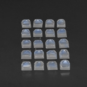Pedras preciosas de pedra da lua arco-íris branco natural de  ct, quadrado, transparente