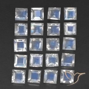 Pedras preciosas de Pedra da Lua Arco-Íris Branco azulado natural de 2.73 ct, Quadrado, Transparente
