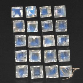 Pedras preciosas de Pedra da Lua Arco-Íris Branco azulado natural de 3.70 ct, Quadrado, Transparente