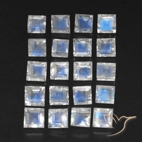 Pedras preciosas de Pedra da Lua Arco-Íris Branco azulado natural de 3.40 ct, Quadrado, Transparente