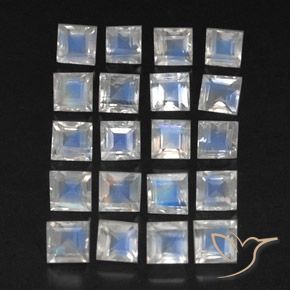 Pedras preciosas de Pedra da Lua Arco-Íris Branco azulado natural de 3.54 ct, Quadrado, Transparente