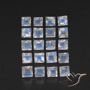 3.55ctw Natural Branco azulado Pedra da Lua Arco-Íris, Quadrado, Transparente