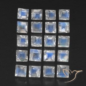 Pedras preciosas de Pedra da Lua Arco-Íris Branco azulado natural de 3.55 ct, Quadrado, Transparente