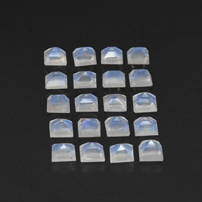 Pedras preciosas de pedra da lua arco-íris branco natural de 3,36 ct, quadrado, transparente