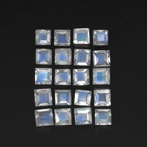 Pedras preciosas de pedra da lua arco-íris branco natural de 2,51 ct, quadrado, transparente