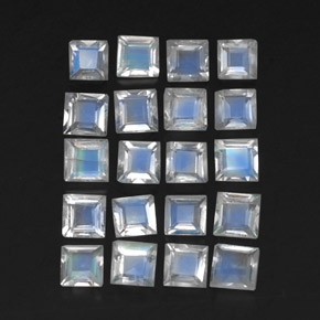 Pedras preciosas de pedra da lua arco-íris branco natural de 2,51 ct, quadrado, transparente