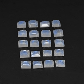 Pedras preciosas de pedra da lua arco-íris branco natural de 2,51 ct, quadrado, transparente