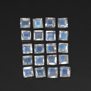 Pedras preciosas de pedra da lua arco-íris branco natural de  ct, quadrado, transparente