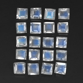 Pedras preciosas de pedra da lua arco-íris branco natural de  ct, quadrado, transparente