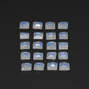 Pedras preciosas de pedra da lua arco-íris branco natural de  ct, quadrado, transparente