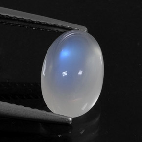Pedra da lua arco-íris branco natural 2,81ct, corte oval, transparente