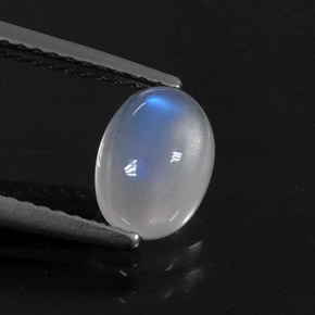 Pedra da lua arco-íris branco natural 1,41ct, corte oval, transparente