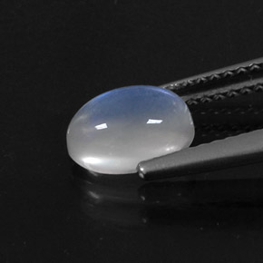 Pedra da lua arco-íris branco natural 1,41ct, corte oval, transparente