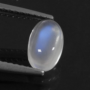 Pedra da lua arco-íris branco natural 1,09ct, corte oval, transparente
