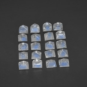Pedras preciosas de pedra da lua arco-íris branco natural de 3,09 ct, quadrado, transparente