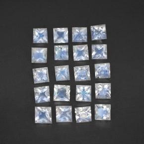 Pedras preciosas de pedra da lua arco-íris branco natural de 2,34 ct, quadrado, transparente